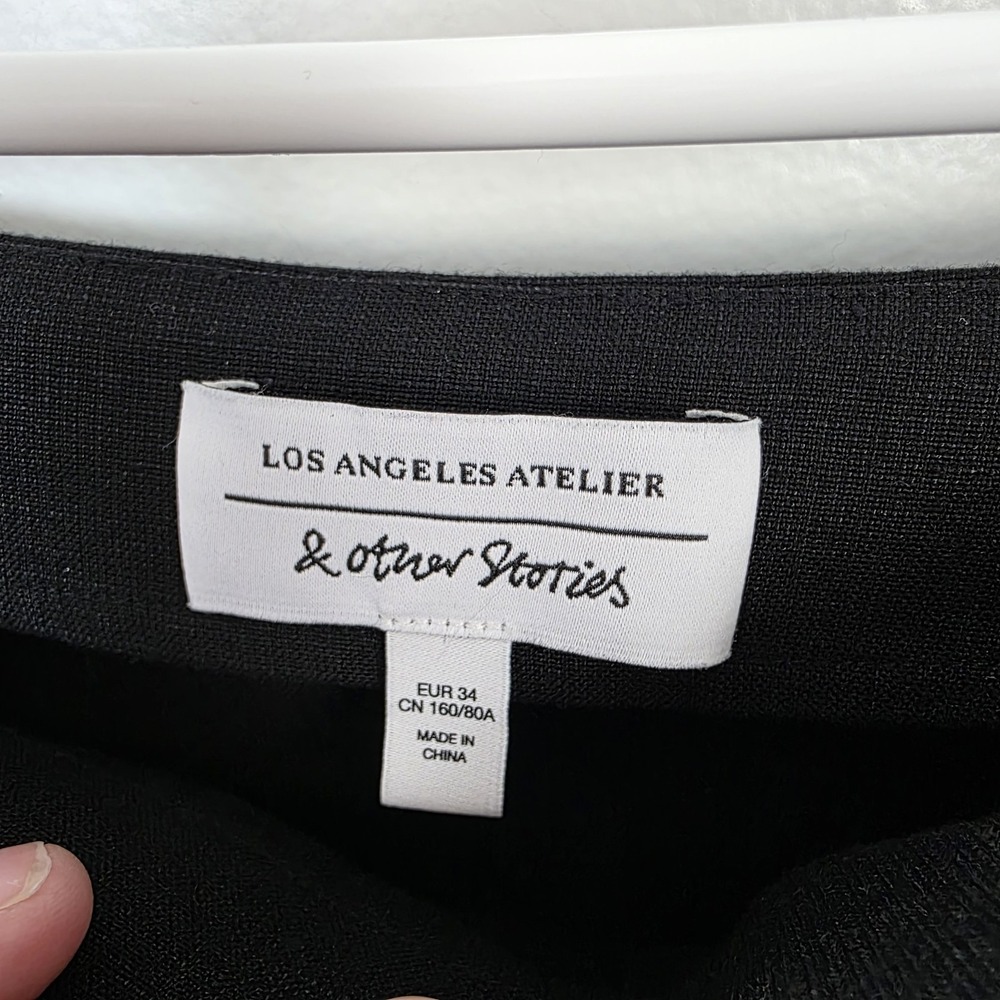 & Other Stories Black Linen Blend Balloon Sleeve Feminine Crop Top Size XS - Picture 3 of 9